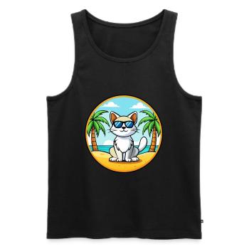 Turc Van Chat Race Dessin Animé Lunettes de Soleil Plage - Débardeur bio Premium Homme - noir - Devant - Michal (187cm)