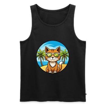 Havanna Braun Katze Rasse Cartoon Sonnenbrille Strand - Männer Premium Bio Tank Top - Schwarz - Vorne - Michal (187cm)
