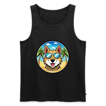 Aidi Chien Race Dessin Animé Lunettes De Soleil Plage - Débardeur bio Premium Homme - noir - Devant - Michal (187cm)