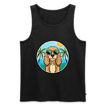 Cocker américain Spaniel Race de chien Cartoon Beach - Débardeur bio Premium Homme - noir - Devant - Michal (187cm)