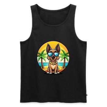 Belge Malinois Chien Race Dessin Animé Lunettes De Soleil Plage - Débardeur bio Premium Homme - noir - Devant - Michal (187cm)