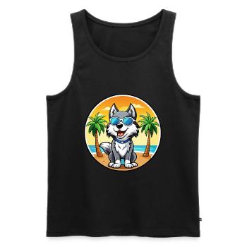 Alaskan Husky Dog Breed Cartoon Sunglasses Beach - Men's Premium Organic Tank Top - black - Front - AI Model Male 178 light (178cm)