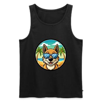 Alopekis Dog Breed Cartoon Sunglasses Beach - Men's Premium Organic Tank Top - black - Front - Michal (187cm)