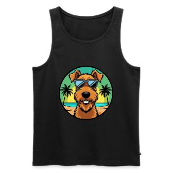 Airedale Terrier Chien Race Dessin Animé Lunettes De Soleil Plage - Débardeur bio Premium Homme - noir - Devant - Michal (187cm)