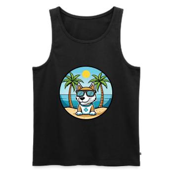 Argentino Chien Race Dessin Animé Lunettes De Soleil Plage - Débardeur bio Premium Homme - noir - Devant - Michal (187cm)