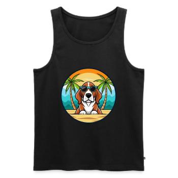 Basset Artesien Normand Dog Breed Cartoon Beach - Men's Premium Organic Tank Top - black - Front - Michal (187cm)