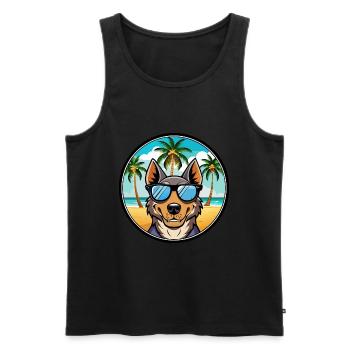 Beauceron Chien Race Dessin Animé Lunettes De Soleil Plage - Débardeur bio Premium Homme - noir - Devant - Michal (187cm)