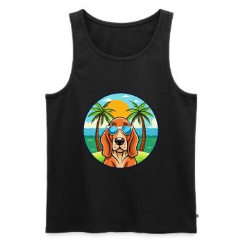 Basset Fauve De Bretagne Hunderasse Cartoon Strand - Männer Premium Bio Tank Top - Schwarz - Vorne - Michal (187cm)