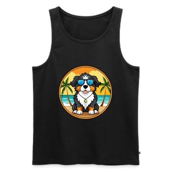 Berner Laufhund Dog Breed Cartoon Sunglasses Beach - Men's Premium Organic Tank Top - black - Front - AI Model Male 178 light (178cm)