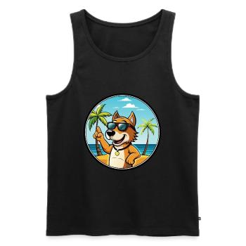 Auvergne Pointing Dog Breed Cartoon Sunglass Beach - Men's Premium Organic Tank Top - black - Front - AI Model Male 178 light (178cm)