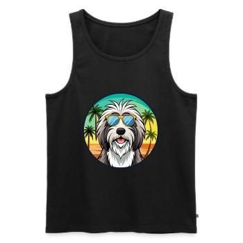 Bearded Collie Chien Race Dessin Animé Lunettes de Soleil Plage - Débardeur bio Premium Homme - noir - Devant - Michal (187cm)