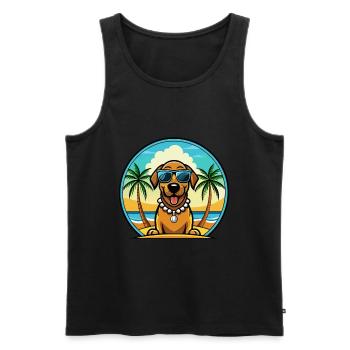 Bavarian Mountain Hound Dog Breed Cartoon Beach - Men's Premium Organic Tank Top - black - Front - Michal (187cm)