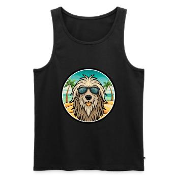 Bergamasco Dog Breed Cartoon Sunglasses Beach - Men's Premium Organic Tank Top - black - Front - Michal (187cm)