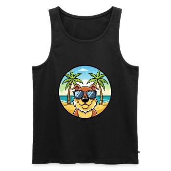 Berger De Beauce Hunderasse Cartoon Sonnenbrille Strand - Männer Premium Bio Tank Top - Schwarz - Vorne - AI Model Male 178 light (178cm)