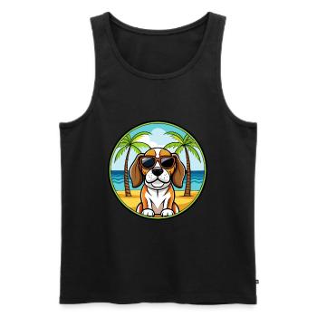 Beagle Harrier Chien Race Dessin Animé Lunettes de soleil Plage - Débardeur bio Premium Homme - noir - Devant - AI Model Male 178 light (178cm)