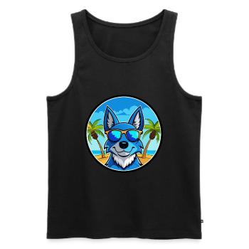Blue Heeler Dog Breed Cartoon Sunglasses Beach - Men's Premium Organic Tank Top - black - Front - AI Model Male 178 light (178cm)