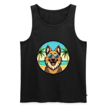 Belge Tervuren Chien Race Dessin Animé Lunettes De Soleil Plage - Débardeur bio Premium Homme - noir - Devant - Michal (187cm)