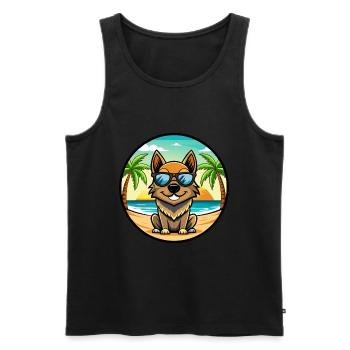Lunettes de soleil de dessin animé de race de chien beige noir plage - Débardeur bio Premium Homme - noir - Devant - Michal (187cm)