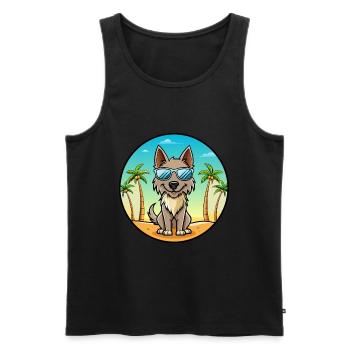 Berger Picard Chien Race Dessin Animé Lunettes de Soleil Plage - Débardeur bio Premium Homme - noir - Devant - Michal (187cm)