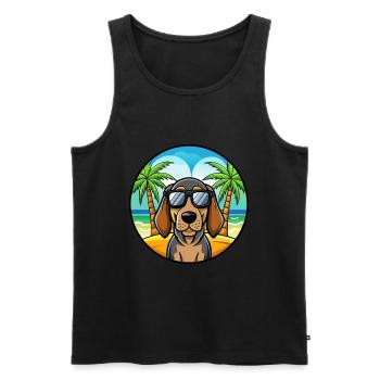 Black And Tan Coonhound Dog Breed Cartoon Beach - Men's Premium Organic Tank Top - black - Front - Michal (187cm)