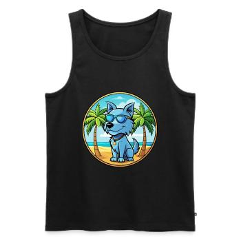 Bleu De Gascogne Hunderasse Cartoon Sonnenbrille Strand - Männer Premium Bio Tank Top - Schwarz - Vorne - Michal (187cm)