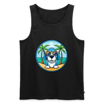 Blue Gascony Basset Dog Breed Cartoon Sunglasses - Men's Premium Organic Tank Top - black - Front - Michal (187cm)