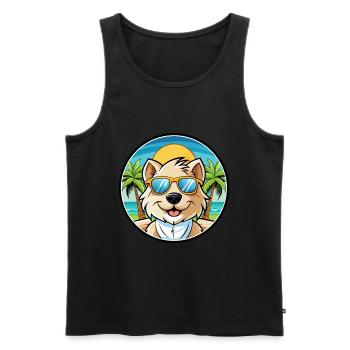 Bolognese Chien Race Dessin Animé Lunettes De Soleil Plage - Débardeur bio Premium Homme - noir - Devant - Michal (187cm)