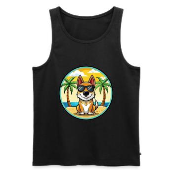 Ariegeois Chien Race Dessin Animé Lunettes de Soleil Plage - Débardeur bio Premium Homme - noir - Devant - Michal (187cm)