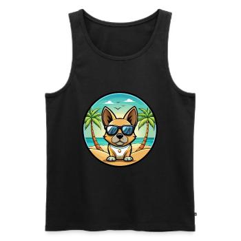 Braque Francais Dog Breed Cartoon Sunglasses Beach - Men's Premium Organic Tank Top - black - Front - Michal (187cm)
