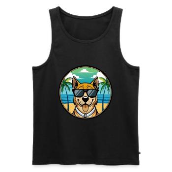 Cao De Castro Laboreiro Hunderasse Cartoon Strand - Männer Premium Bio Tank Top - Schwarz - Vorne - Michal (187cm)