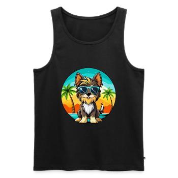 Biewer Terrier Dog Breed Cartoon Sunglasses Beach - Men's Premium Organic Tank Top - black - Front - Michal (187cm)