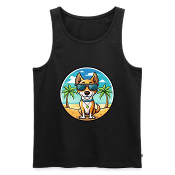 Terrier brésilien chien race dessin animé lunettes de soleil plage - Débardeur bio Premium Homme - noir - Devant - Michal (187cm)