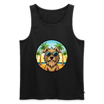 Briard Dog Breed Cartoon Sunglasses Beach - Men's Premium Organic Tank Top - black - Front - Michal (187cm)