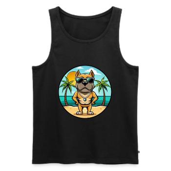 Bull Boxer Chien Race Dessin Animé Lunettes De Soleil Plage - Débardeur bio Premium Homme - noir - Devant - Michal (187cm)