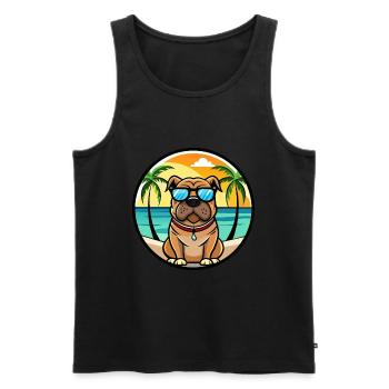 Bullmastiff Chien Race Dessin Animé Lunettes De Soleil Plage - Débardeur bio Premium Homme - noir - Devant - Michal (187cm)
