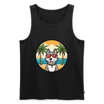 Lunettes de soleil de dessin animé de race de chien esquimau canadien plage - Débardeur bio Premium Homme - noir - Devant - Michal (187cm)