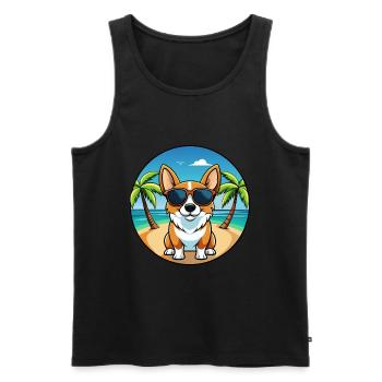Cardigan Welsh Corgi Dog Breed Cartoon Sunglasses - Men's Premium Organic Tank Top - black - Front - Michal (187cm)