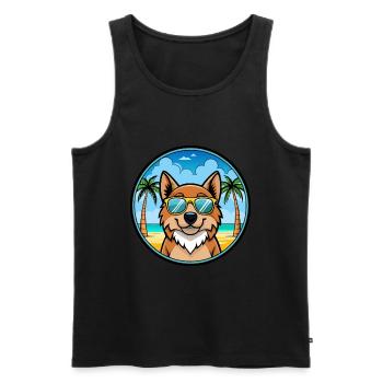 Caucasien Ovcharka Chien Race Dessin Animé Lunettes de soleil - Débardeur bio Premium Homme - noir - Devant - Michal (187cm)