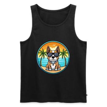Braque Auvergne Hunderasse Cartoon Sonnenbrille Strand - Männer Premium Bio Tank Top - Schwarz - Vorne - Michal (187cm)