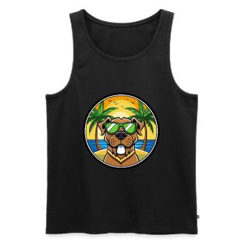 Brasilianische Dogge Hunderasse Cartoon Sonnenbrille Strand - Männer Premium Bio Tank Top - Schwarz - Vorne - Michal (187cm)