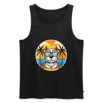 Bully Kutta Chien Race Dessin Animé Lunettes De Soleil Plage - Débardeur bio Premium Homme - noir - Devant - AI Model Male 178 light (178cm)