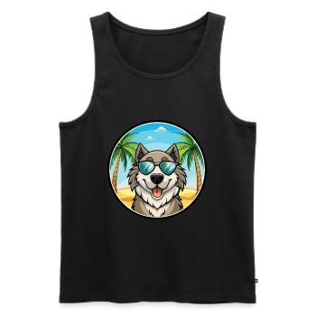 Caucasian Shepherd Dog Breed Cartoon Sunglasses - Men's Premium Organic Tank Top - black - Front - Michal (187cm)