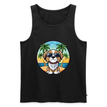 Cavalier Dog Breed Cartoon Sunglasses Beach - Men's Premium Organic Tank Top - black - Front - AI Model Male 178 light (178cm)