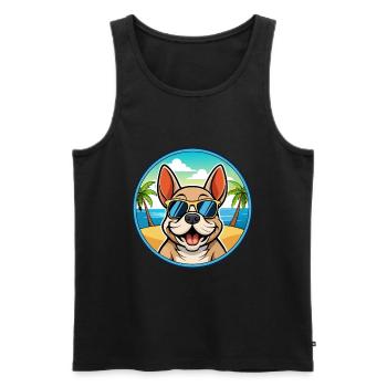 Chien Francais Dog Breed Cartoon Sunglasses Beach - Men's Premium Organic Tank Top - black - Front - Michal (187cm)