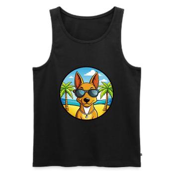 Cirneco Dell Etna Hunderasse Cartoon Sonnenbrille Strand - Männer Premium Bio Tank Top - Schwarz - Vorne - AI Model Male 178 light (178cm)
