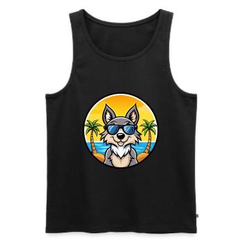 Czechoslovak Wolfdog Breed Cartoon Sunglass Beach - Men's Premium Organic Tank Top - black - Front - Michal (187cm)