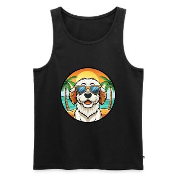 Clumber Spaniel Dog Breed Cartoon Sunglasses Beach - Men's Premium Organic Tank Top - black - Front - AI Model Male 178 light (178cm)