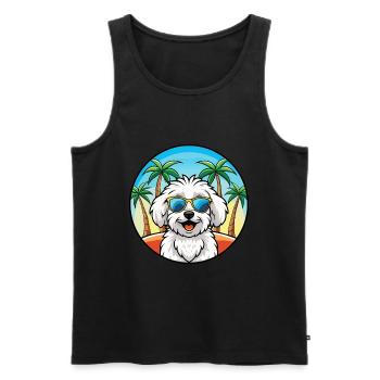 Bichon frisé race de chien dessin animé lunettes de soleil plage - Débardeur bio Premium Homme - noir - Devant - Michal (187cm)