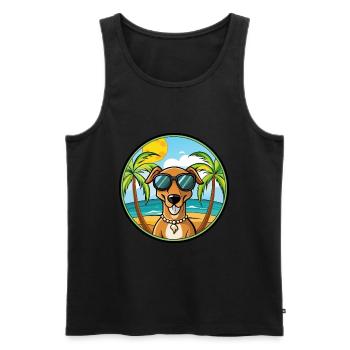 Cretan Hound Dog Breed Cartoon Sunglasses Beach - Men's Premium Organic Tank Top - black - Front - Michal (187cm)