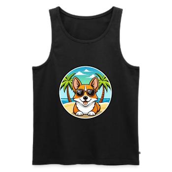 Corgi Dog Breed Cartoon Sunglasses Beach - Men's Premium Organic Tank Top - black - Front - Michal (187cm)